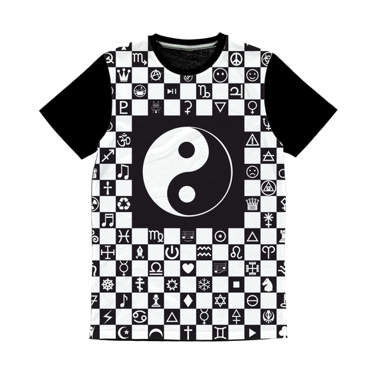 Yin and Tang Chequer Symbols Classic Sublimation Panel T-Shirt